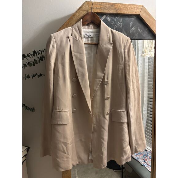 Zara Double Breasted Oversized Lightweight Blazer Jacket - Picture 2 of 7